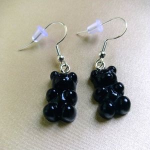 Handmade black gummy bear earrings